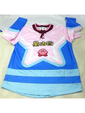 Kirby Star-Themed Hockey Jersey Pink & Blue XS By BoxLunch